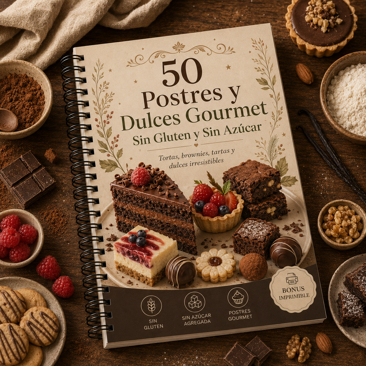 50 Postres y Dulces Gourmet - Sin Azucar, Sin Gluten
